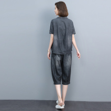 2021夏季时尚简约大方气质优雅牛仔宽松两件套，女装套装/套裙，悦见她