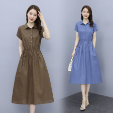 高檔棉麻連衣裙女2023夏季新款復(fù)古文藝氣質(zhì)收腰顯瘦休閑亞麻裙子，女裝連衣裙，鑫思依格