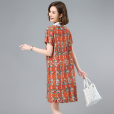 碎花连衣裙女2023新款夏韩版宽松休闲淑女风中长娃娃领a字裙，女装连衣裙，涵誉