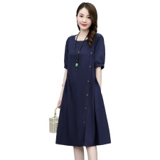 棉麻连衣裙女夏季2025年新款宽松大码胖mm遮肚子显瘦夏天薄款裙子，女装连衣裙，关键词