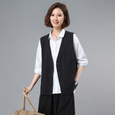 自语春秋装新款工装风宽松休闲百搭简约文艺马甲外套女装上衣，女装衬衫，小林双子