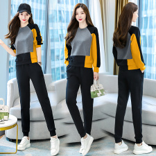 广州十三行卫衣套装女2024秋季新款休闲时髦小熊刺绣长袖两件套，女装套装/套裙，梦依杭