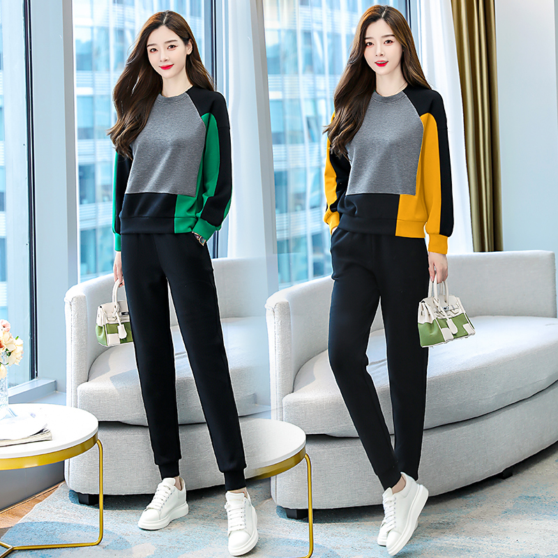 广州十三行卫衣套装女2024秋季新款休闲时髦小熊刺绣长袖两件套，女装套装/套裙，梦依杭