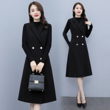 2023秋装新款加大码女装西装连衣裙长裙胖mm赫本双排扣西服小黑裙，女装马甲，秋也