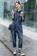 牛仔连体裤女春秋2025年新款时髦洋气减龄显瘦网红炸街工装连衣裤，女装连衣裙，钱塘布衣