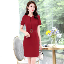 2023夏季新潮时尚简约大方气质优雅收腰显瘦独特领口连衣裙，女装连衣裙，贝蕾酷儿