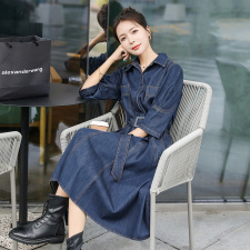 时尚牛仔连衣裙2025春夏裙子桔梗法式早春新款长裙流行网红，女装连衣裙，钱塘布衣