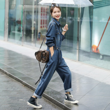 牛仔连体裤女春秋2025年新款时髦洋气减龄显瘦网红炸街工装连衣裤，女装连衣裙，钱塘布衣
