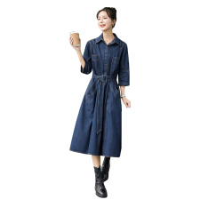 时尚牛仔连衣裙2025春夏裙子桔梗法式早春新款长裙流行网红，女装连衣裙，钱塘布衣