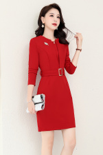 2022秋季时尚简约大方气质优雅收腰显瘦休闲修身百搭潮流连衣裙，女装连衣裙，贝蕾酷儿