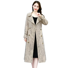 麂皮绒外套女中长款2024年春秋新款时尚高级感气质收腰西装领风衣，女装风衣，艾仟回(原伊仟回)