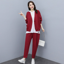 大码时尚阔腿裤套装女夏胖MM洋气减龄显瘦上衣宽松遮肉休闲两件套，女装套装/套裙，红依一坊