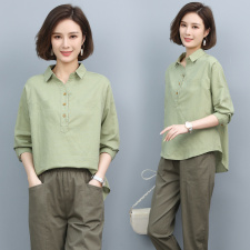 休闲时尚女春装2025新款春季中年妈妈洋气减龄纯棉衬衫，女装衬衫，涵誉