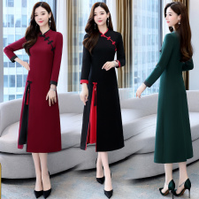 现货新中式·连衣裙2025年秋季新款女装时尚气质阔太太袍女装，女装连衣裙，关键词