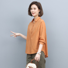 休闲时尚女春装2025新款春季中年妈妈洋气减龄纯棉衬衫，女装衬衫，涵誉