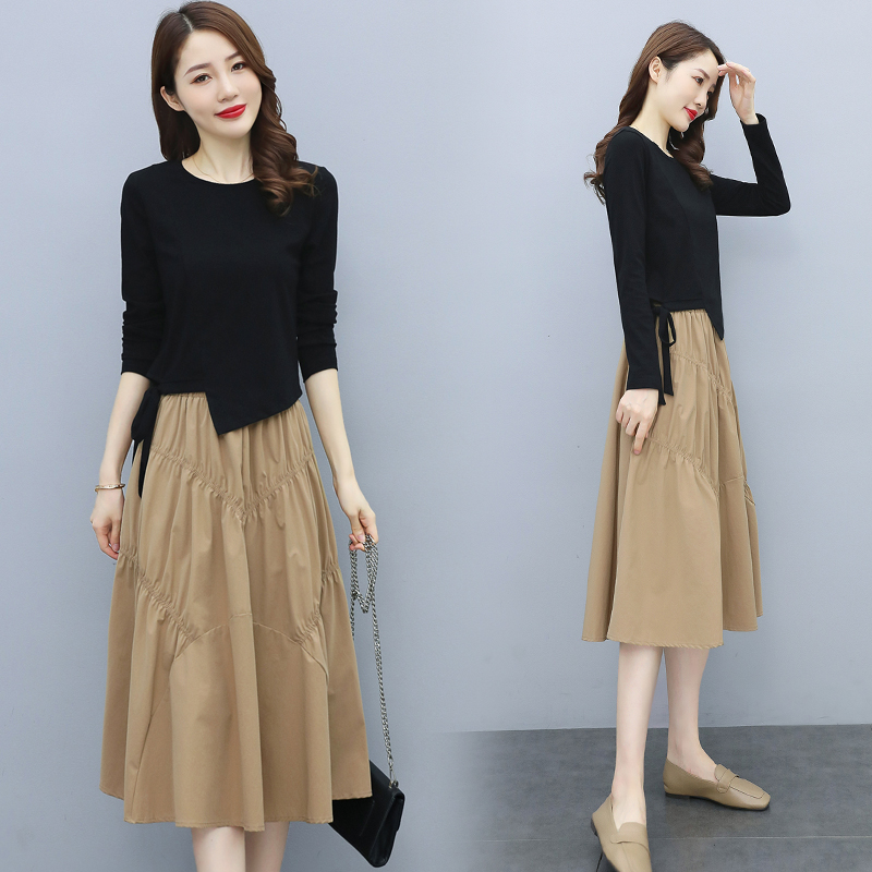 不规则套装裙两件套女2022春季气质减龄连衣裙休闲裙子图片