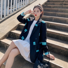 早秋西装外套女小个子黑色中长款职业宽松休闲高级感西服百搭上衣，女装西装，帛香坊