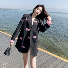 早秋西装外套女小个子黑色中长款职业宽松休闲高级感西服百搭上衣，女装西装，帛香坊