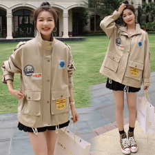 韩版卡其色外套女2025春季新款高级感网红炸街宽松休闲小个子上衣，女装牛仔外套，帛香坊