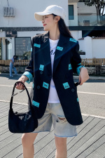 早秋西装外套女小个子黑色中长款职业宽松休闲高级感西服百搭上衣，女装西装，帛香坊