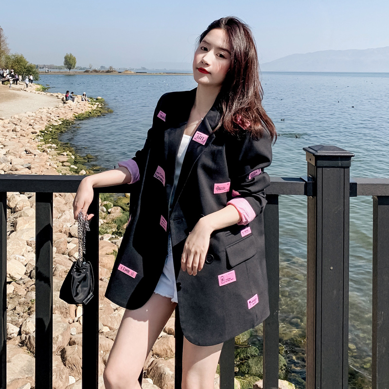 早秋西装外套女小个子黑色中长款职业宽松休闲高级感西服百搭上衣，女装西装，帛香坊