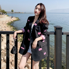 早秋西装外套女小个子黑色中长款职业宽松休闲高级感西服百搭上衣，女装西装，帛香坊