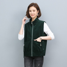 2021秋季新款时尚立领个性拉链门襟休闲灯芯绒马甲，女装马夹，玛其路