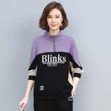 2022春季新款时尚休闲气质立领个性拉链门襟宽松舒适卫衣，女装T恤，丽影随形