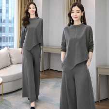 套装女2025年秋季新款女装时尚休闲气质针织罗马阔腿裤两件套，女装套装/套裙，关键词