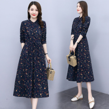棉麻连衣裙女2025秋季新款长袖亚麻高档奢华品牌高贵太妈妈，女装连衣裙，倪叶myz