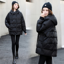 短款羽绒服女2024冬装系带羽绒面包服纯色宽松气质简大方时尚可爱，商品下架区，阿舍尔