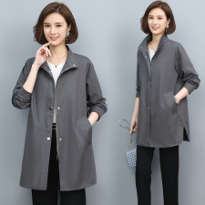 立领风衣女2025秋装中年妈妈减龄纯棉外套大码遮肚显瘦太衣服，女装短外套，衣之秀