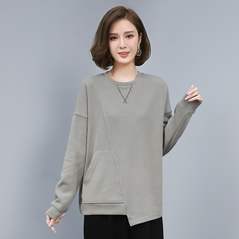 2021春季新款时尚休闲拼接打底上衣，女装卫衣/绒衫，叶笙衣