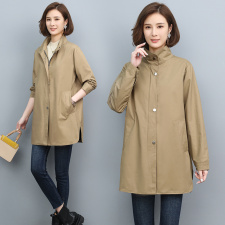 立领风衣女2025秋装中年妈妈减龄纯棉外套大码遮肚显瘦太衣服，女装短外套，衣之秀