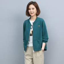 春秋短外套女2025新款百搭棒球服中年女士夹克休闲开衫上衣，女装卫衣/绒衫，独衣靓