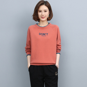 圆领卫衣女2023春秋新款中年妈妈大码宽松洋气小个子套头长袖上衣，女装卫衣/绒衫，独衣靓