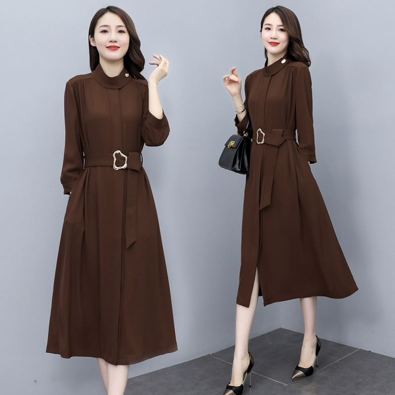 2022秋季时尚简约大方气质优雅收腰显瘦休闲修身百搭潮流连衣裙，女装连衣裙，施恩睿棋