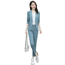 粉红色西服套装女秋季2024年新款时尚休闲高档西装外套气质两件套，女装套装/套裙，韩然一族