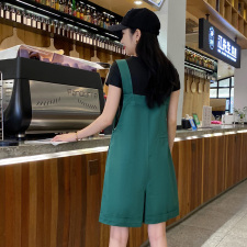 原创设计/背带裤短裤套装女21夏季薄款时尚减龄小个子洋气两件套，女装套装/套裙，布衣桑