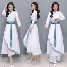 优雅刺绣汉服风连衣裙时尚改良版型显瘦修身，女装汉服/婚纱/旗袍/礼服，芷墨服饰