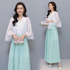 芷墨原创时尚改良汉服飘逸上衣阔腿裤两件套装茶服，女装婚纱/旗袍/礼服，芷墨服饰