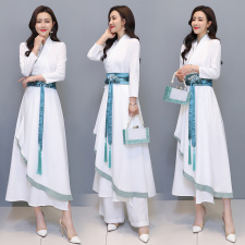 优雅刺绣汉服风连衣裙时尚改良版型显瘦修身，女装汉服/婚纱/旗袍/礼服，芷墨服饰