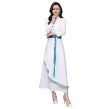 优雅刺绣汉服风连衣裙时尚改良版型显瘦修身，女装汉服/婚纱/旗袍/礼服，芷墨服饰