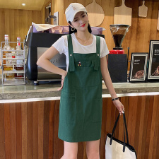 时尚潮流/连衣裙女2021夏季新款牛仔背带裙洋气减龄中长裙套装女，女装套装/套裙，布衣桑