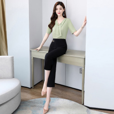 2021新款夏季套装女显瘦萝卜裤女神范瘦腿裤套装女时尚气质两件套，女装职业装，丽美静依