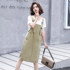 洋气背带裙套装女2022夏季新款女装韩版时尚气质休闲两件套套裙潮，女装套装/套裙，慧尚依恋