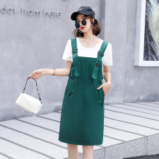 洋气背带裙套装女2022夏季新款女装韩版时尚气质休闲两件套套裙潮，女装套装/套裙，慧尚依恋