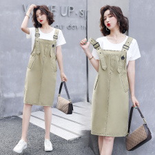 洋气背带裙套装女2022夏季新款女装韩版时尚气质休闲两件套套裙潮，女装套装/套裙，慧尚依恋