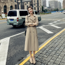 [主推现货]2025秋季新款韩版修身风衣女装英伦风大衣外套，女装风衣，咫尺缘