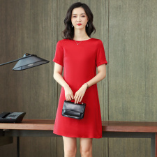 小个子真丝连衣裙女短袖2025春奢华大牌高端重磅杭州桑蚕丝中长裙，女装连衣裙，阿舍尔